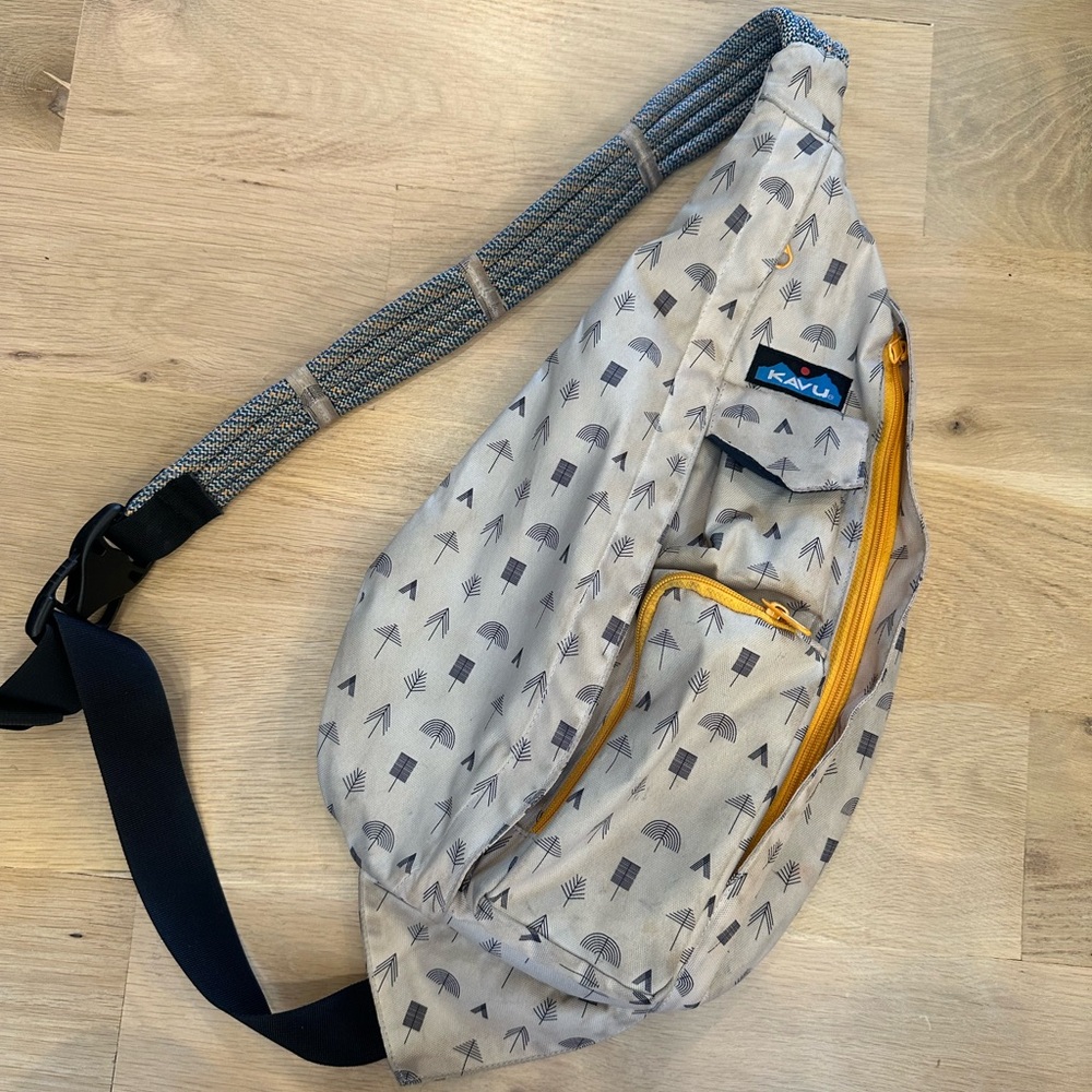 Kavu Beige Belt Bag with Black Pattern